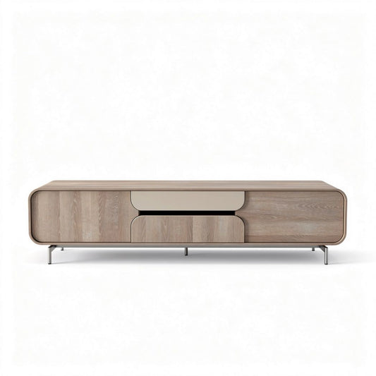 Wooden tv stand with sleek design and metal legs 150 x 40 x 45cm