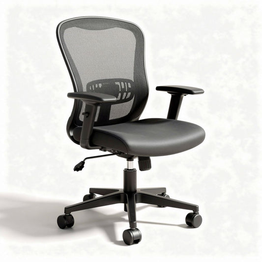 Mesh office chair with adjustable arms and seat height in black