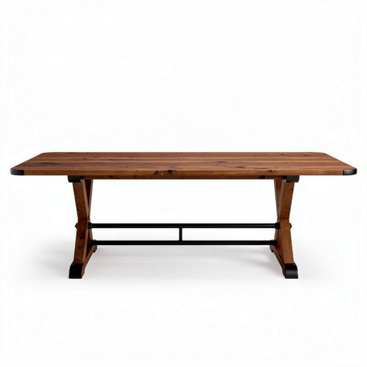Wooden dining table with metal legs 180 x 90 x 75cm rustic design